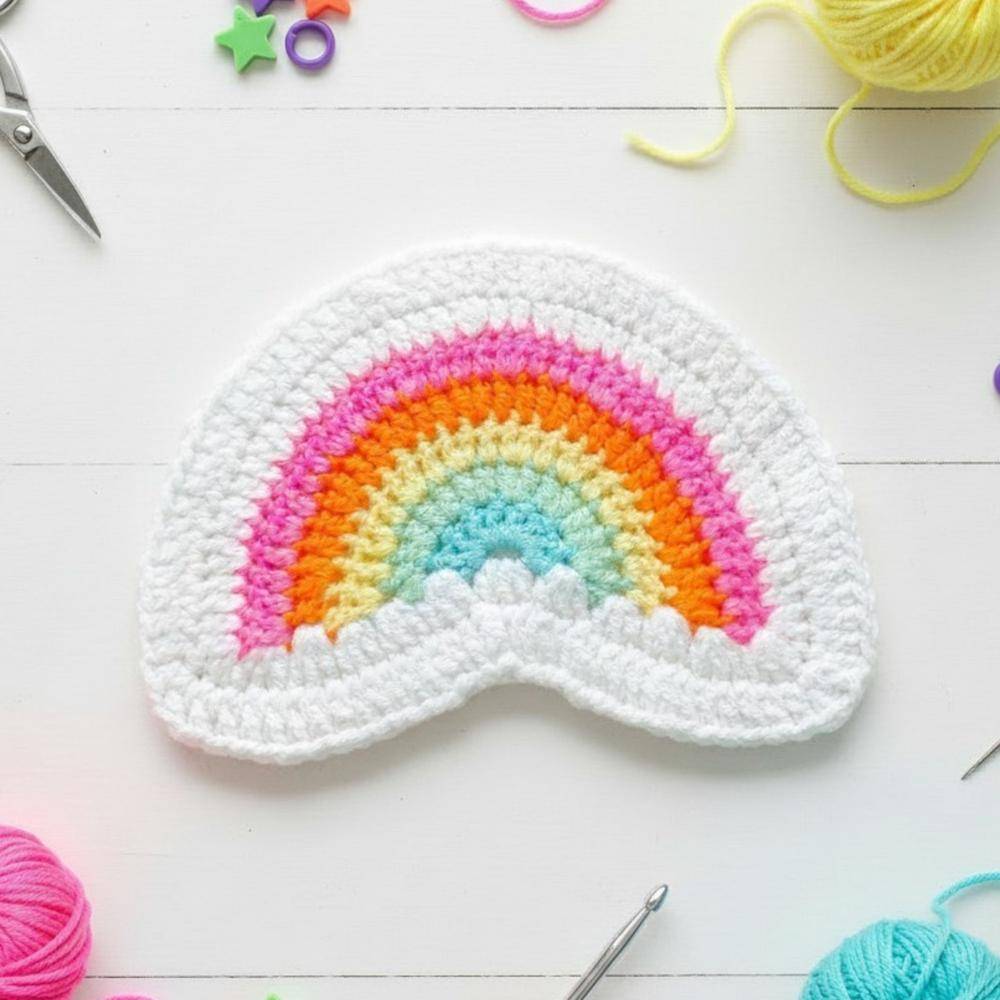 Bright Crochet Rainbow Applique