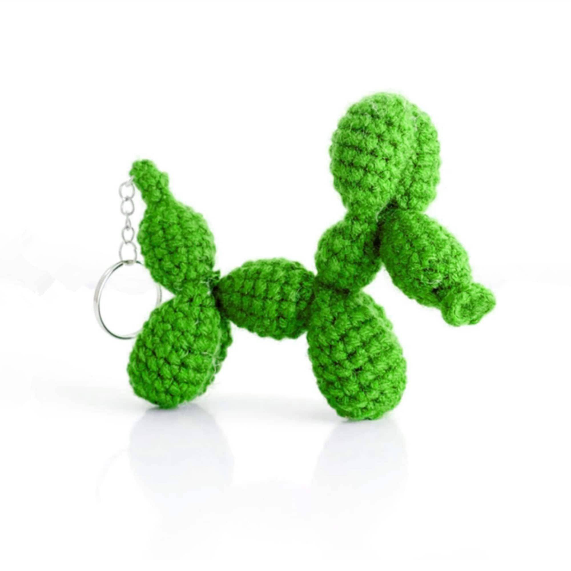 Bright Green Crochet Balloon Dog Keychain
