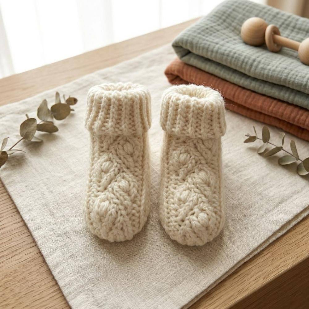 Cable Knit Baby Booties Project