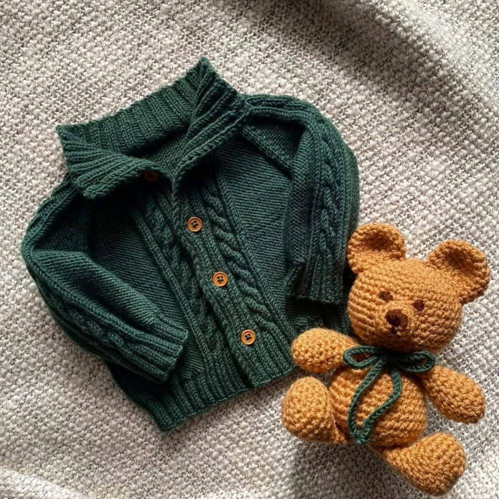 Cable Knit Baby Cardigan with Shawl Collar