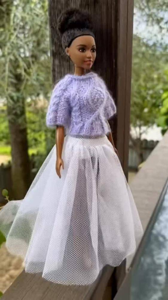 Cable Knit Barbie Sweater and Tulle Skirt Set