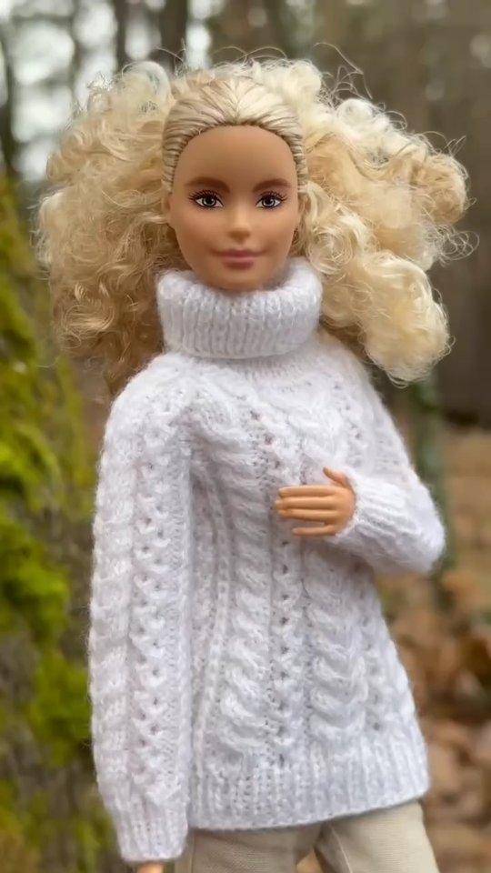 Cable Knit Turtleneck Sweater for Barbie