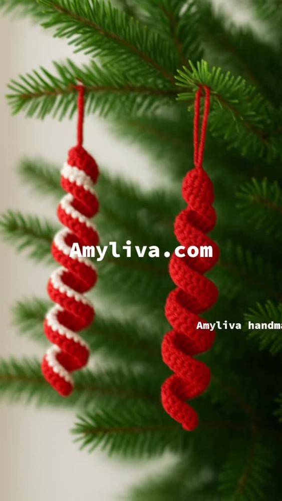 Candy Cane Spiral Crochet Ornaments