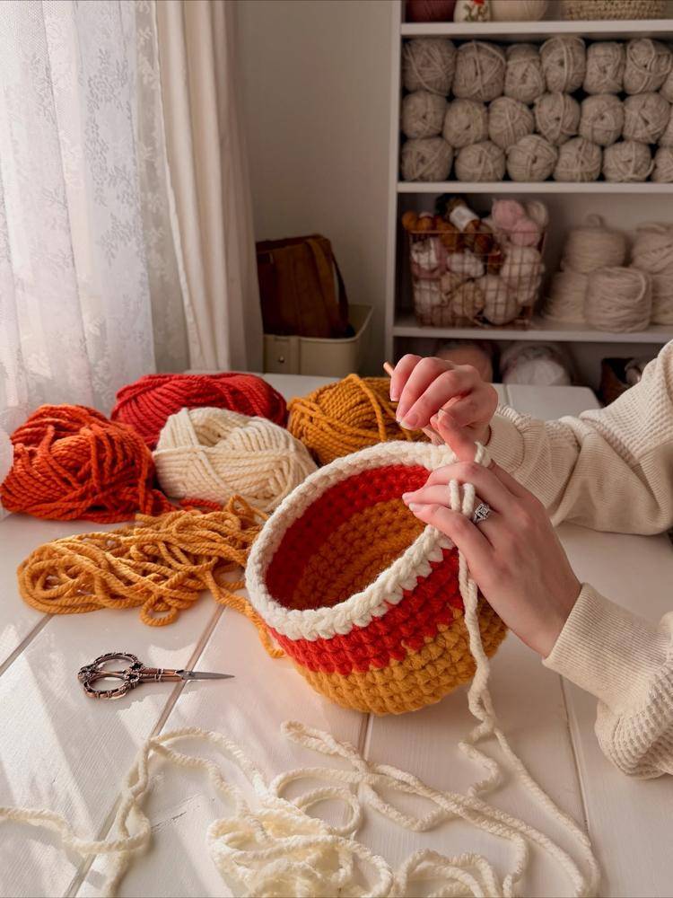 Candy Corn Crochet Basket Project