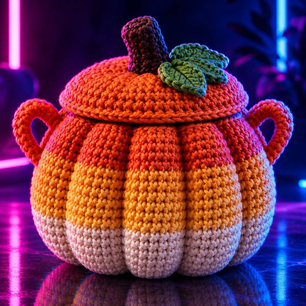 Candy Corn Inspired Crochet Pumpkin Basket