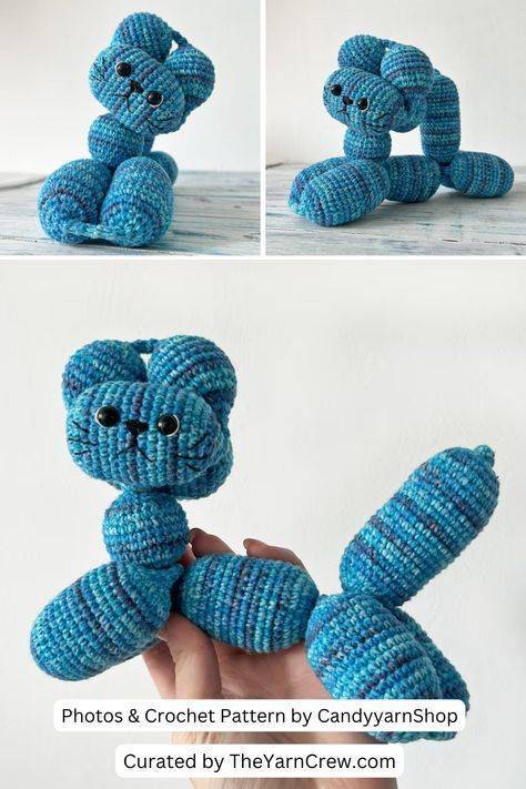 Charming Blue Crocheted Balloon Animal Amigurumi