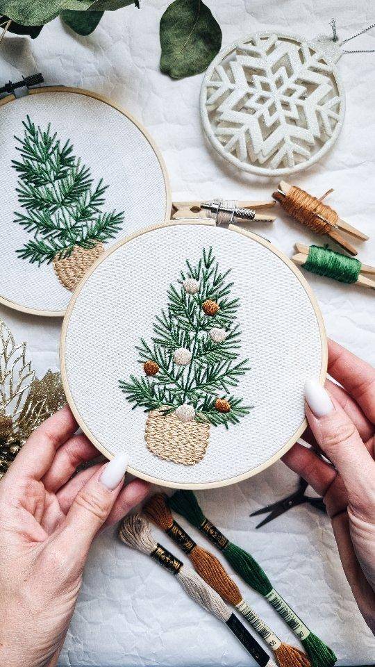 27 Chain Stitch Christmas Embroidery Patterns Charming Chain Stitch Christmas Tree Embroidery Hoop Art