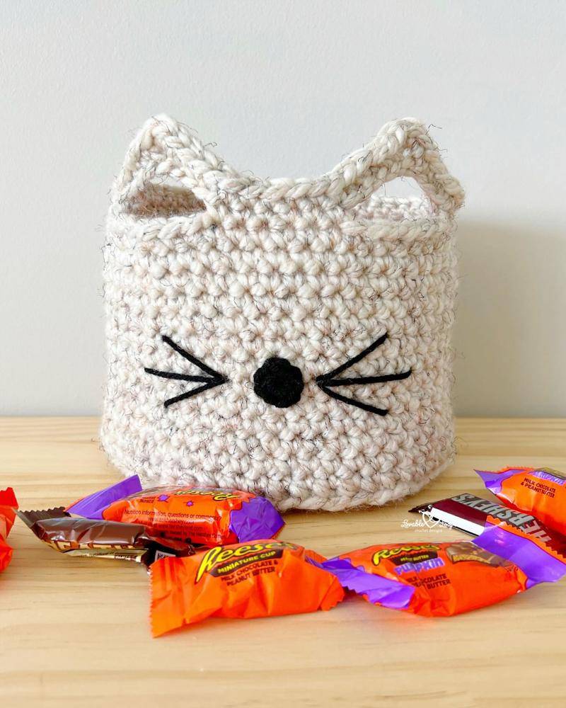 Charming Crochet Cat Candy Basket