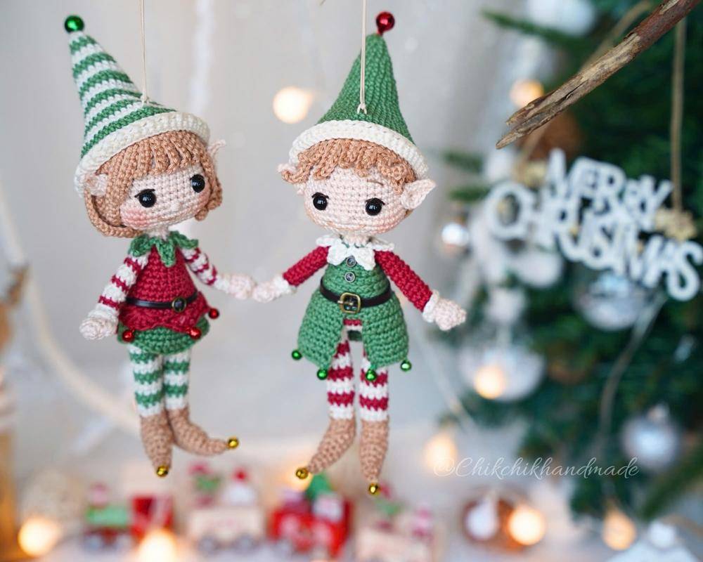 Charming Crochet Elves Christmas Ornaments