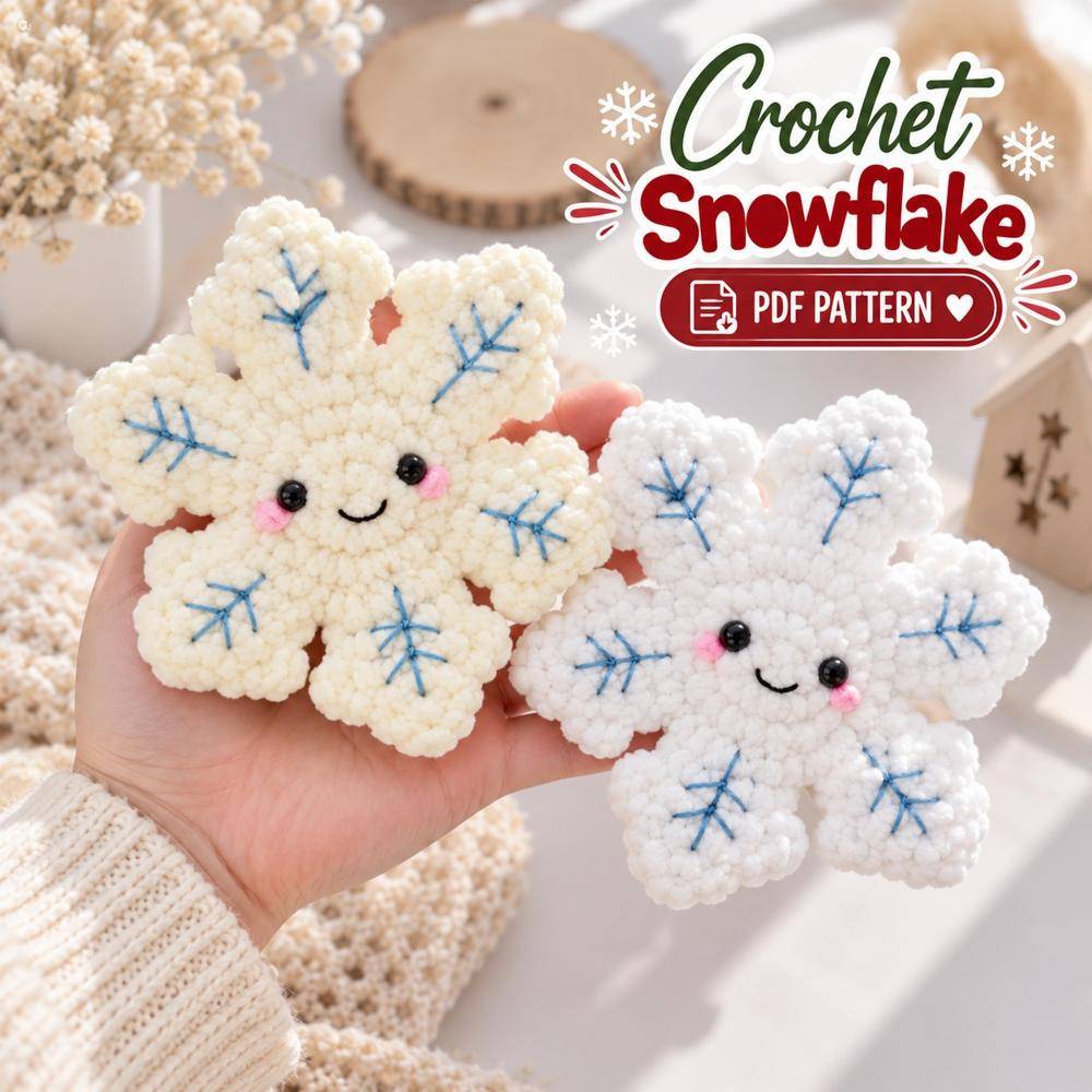Charming Crochet Snowflakes with Adorable Faces
