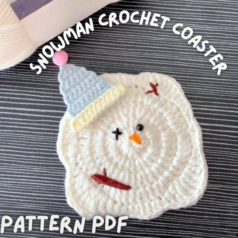 Charming Crochet Snowman Coaster Craft