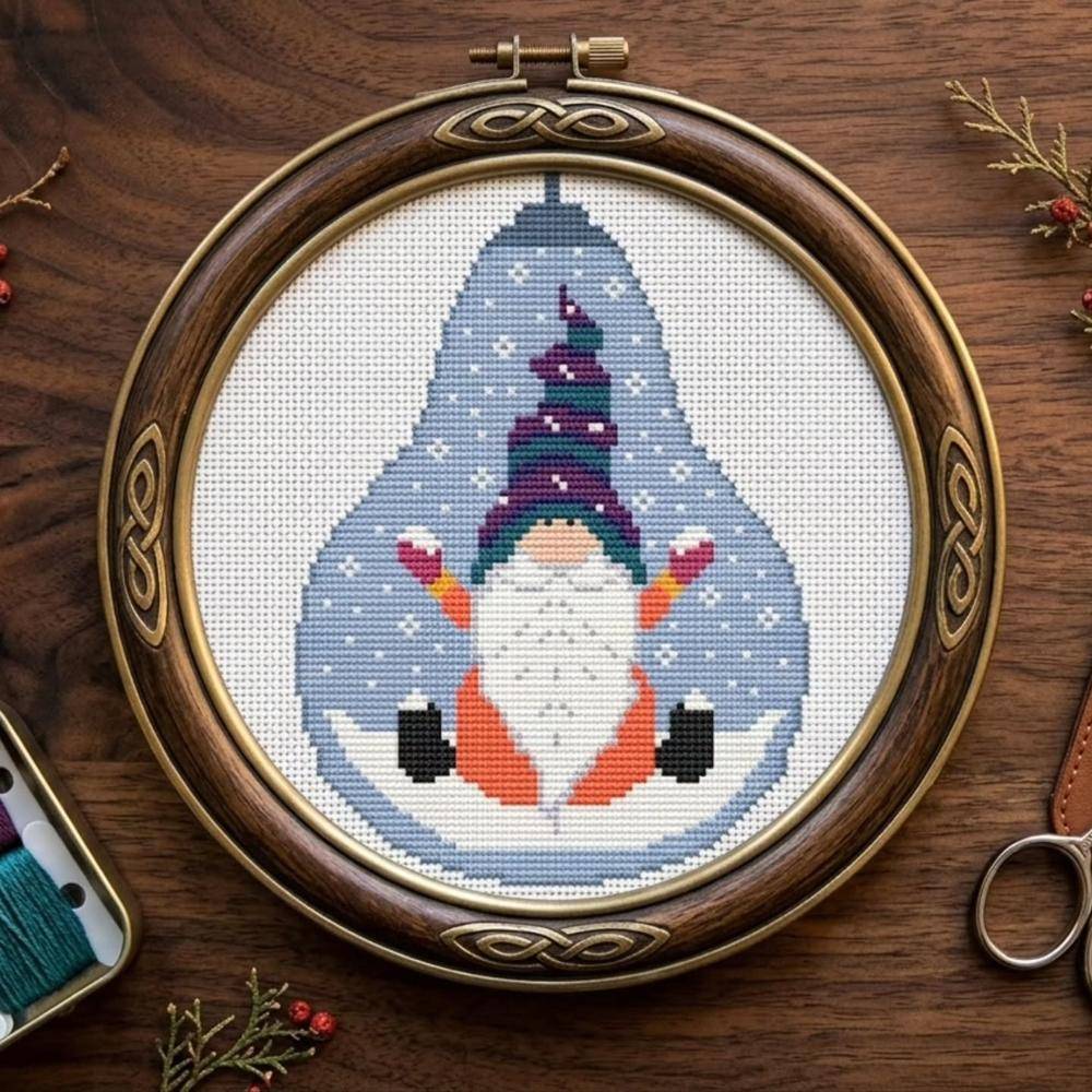 Charming Cross Stitch Christmas Gnome Design