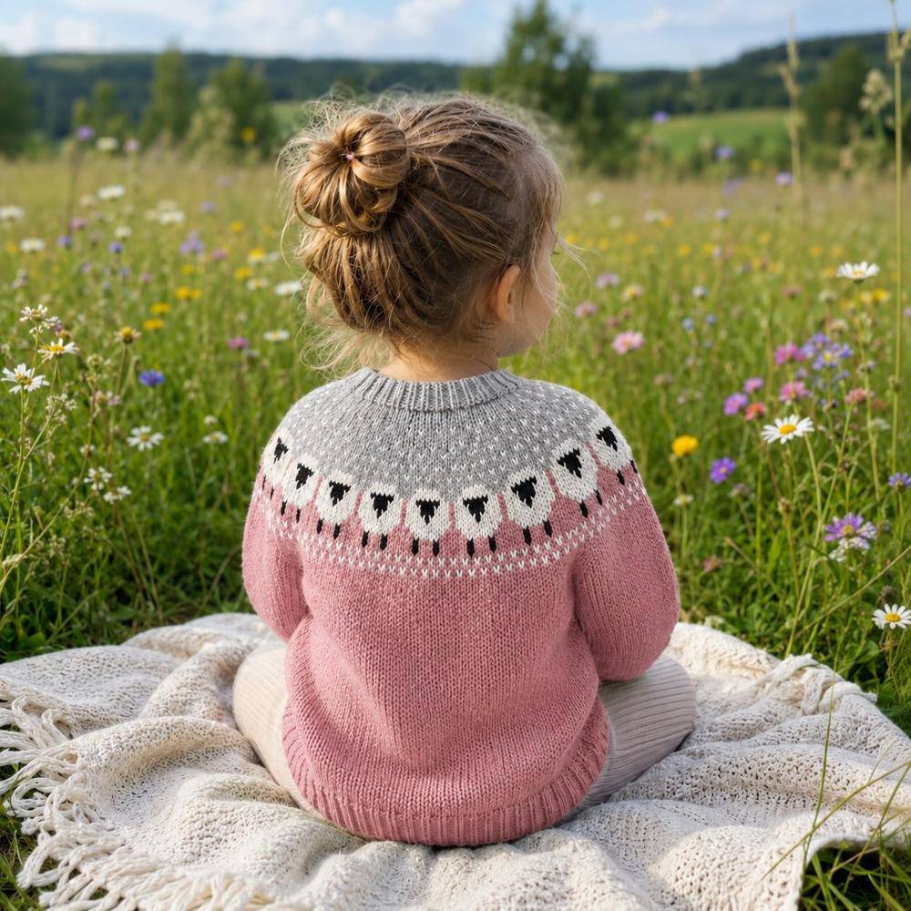 Charming Knitted Children's Sweater with Sheep Motif