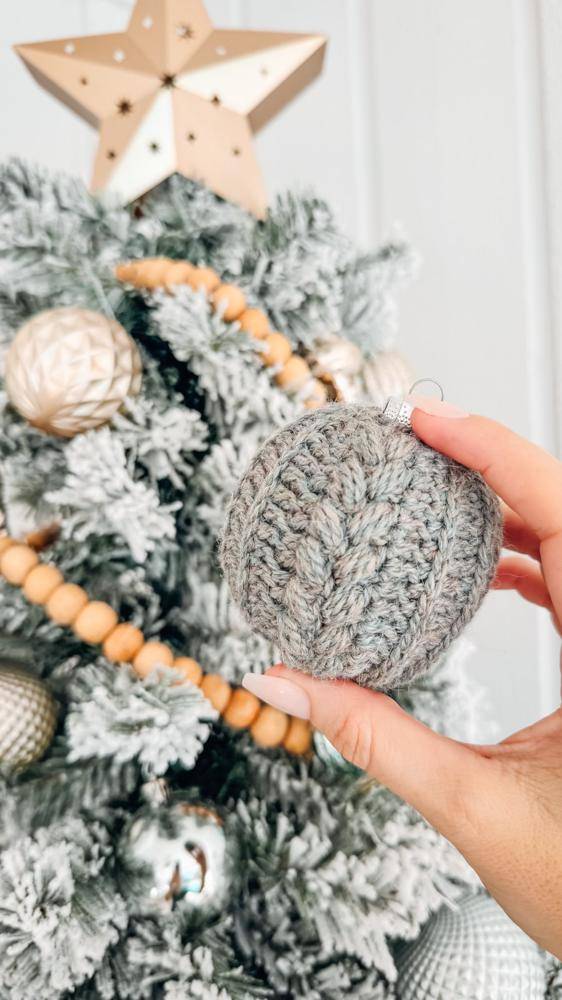 Chunky Cable Knit Crochet Christmas Ornament