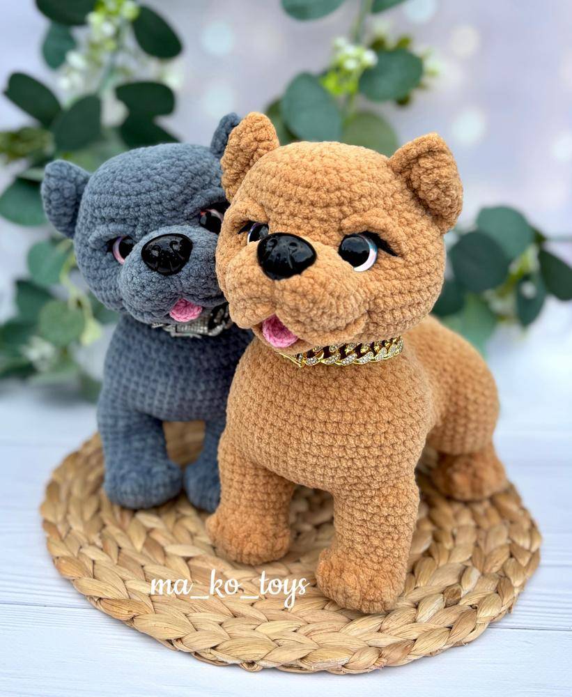 Chunky Crochet Bulldog Amigurumi Duo