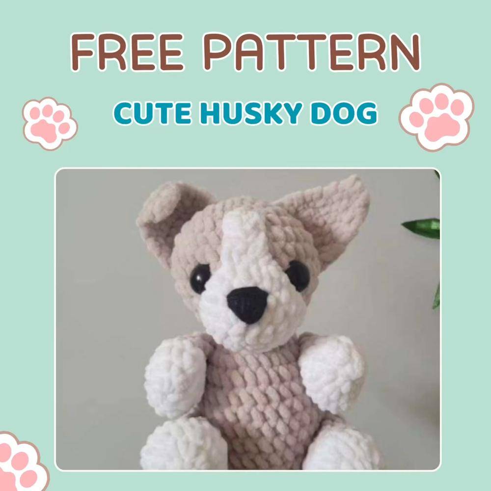 Chunky Crochet Husky Amigurumi Toy