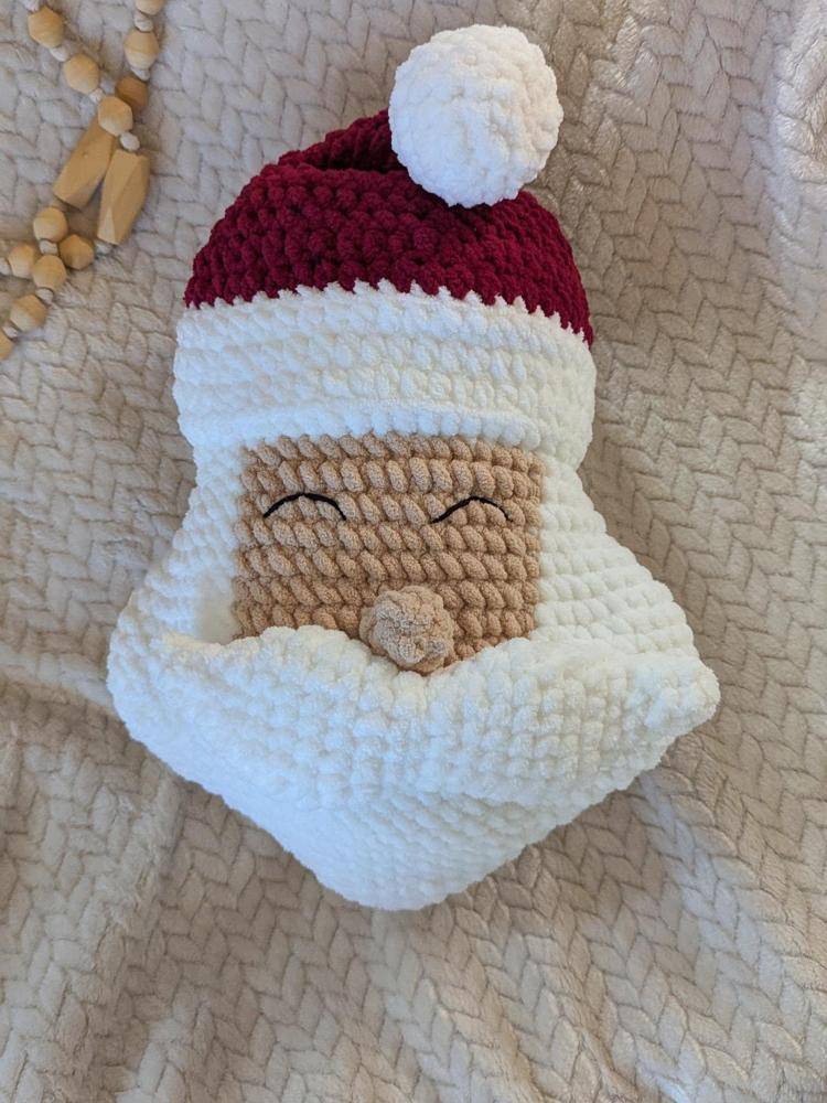 Chunky Crochet Santa Claus Pillow Decor