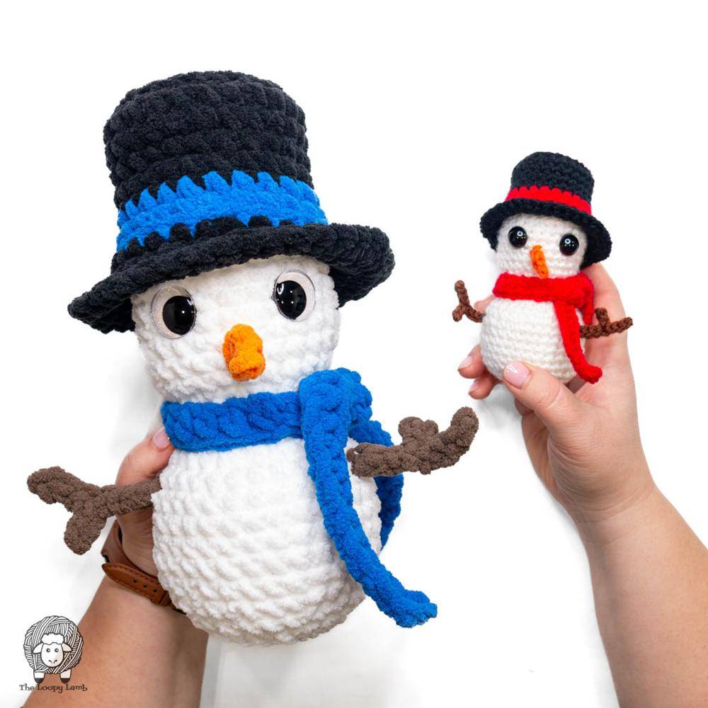 Chunky Crocheted Snowman Duo