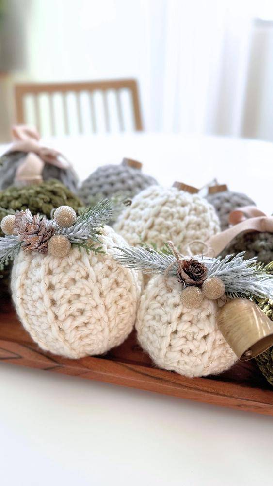 Chunky Knit-Style Crochet Christmas Ornaments