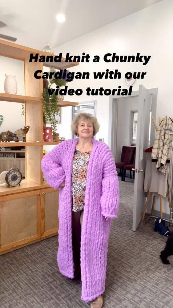 Chunky Knit Lavender Cardigan Project