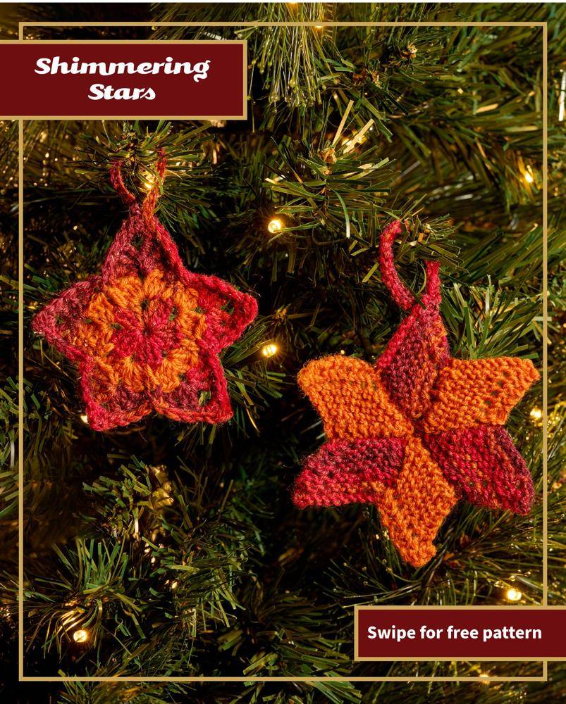 Chunky Knitted Star Christmas Ornaments