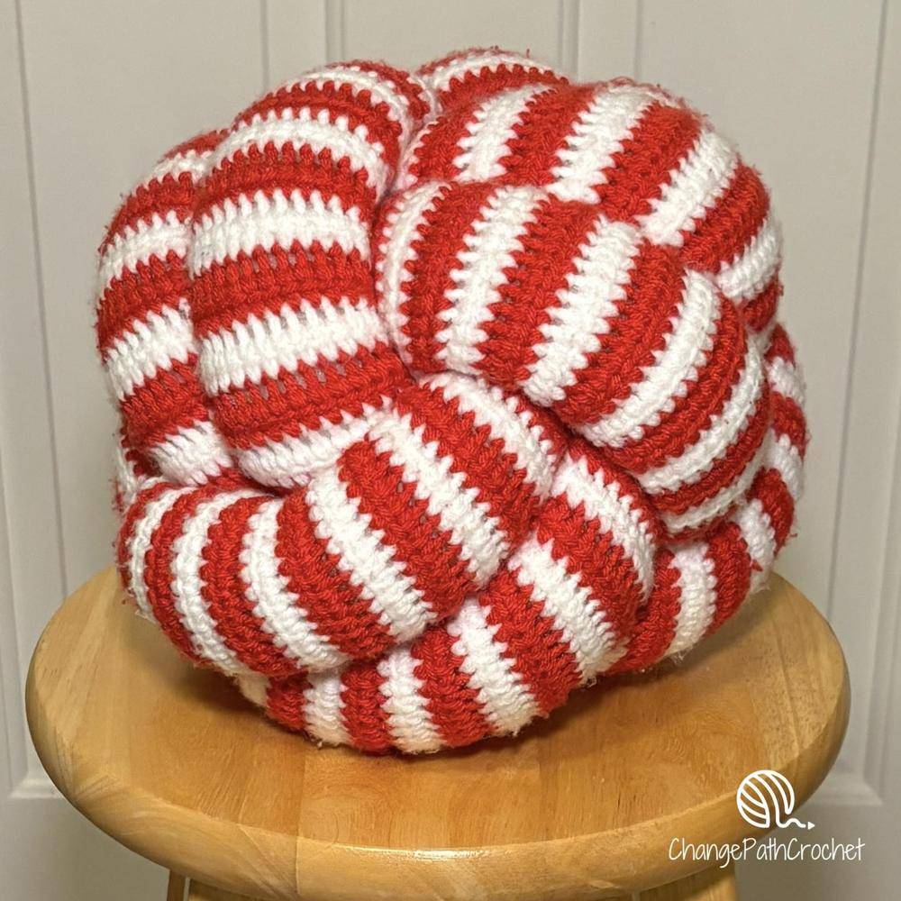 Chunky Knotted Crochet Christmas Pillow