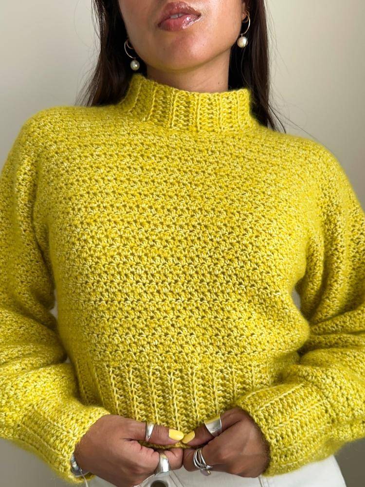 Chunky Mock Neck Crocheted Sweater Project