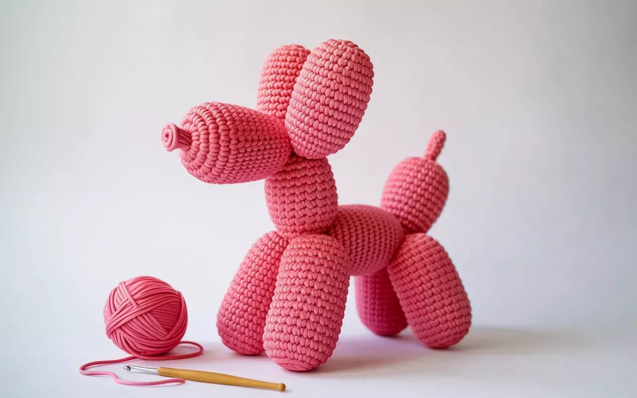 Chunky Pink Crochet Balloon Dog