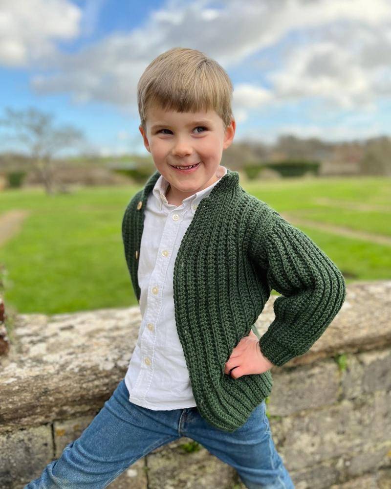 Chunky Ribbed Crochet Cardigan for Kids