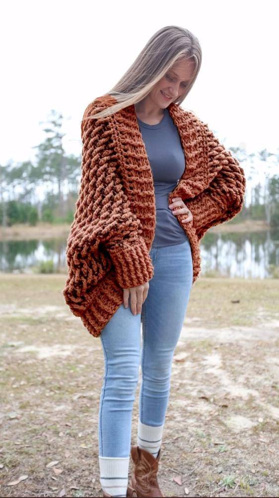 Chunky Textured Crochet Cardigan Project