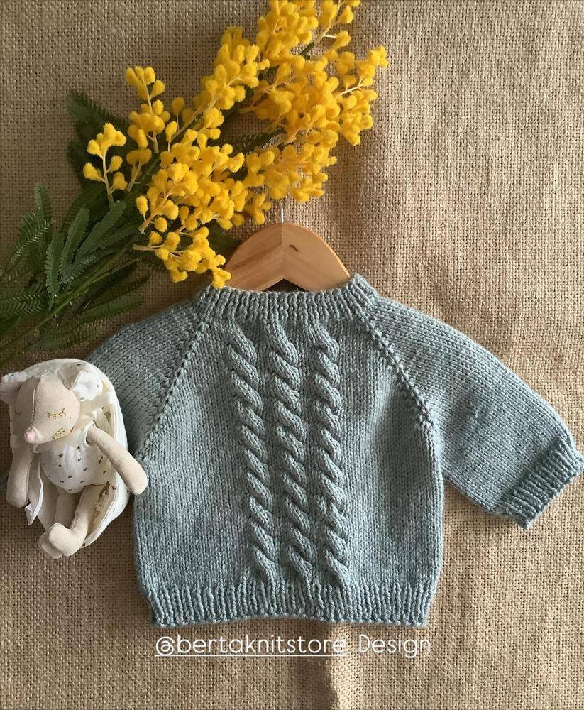 Classic Cable Knit Baby Sweater Project