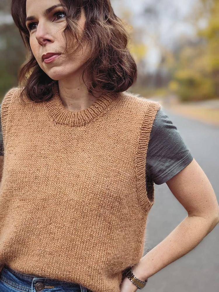 Classic Knit Vest with Ribbed Neckline