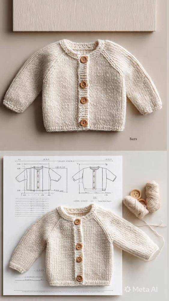 Classic Raglan Knit Baby Cardigan