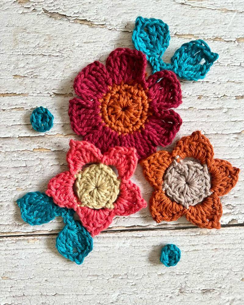 Colorful Crochet Flower Appliques