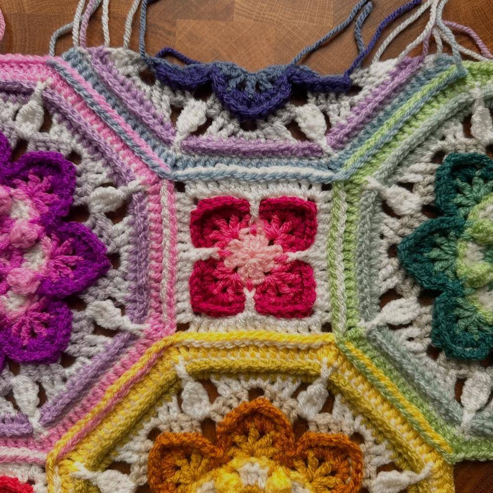 Colorful Crochet Granny Square Blanket