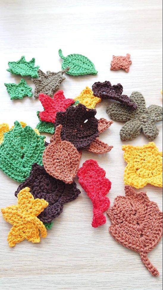 Colorful Crochet Maple Leaf Appliqués