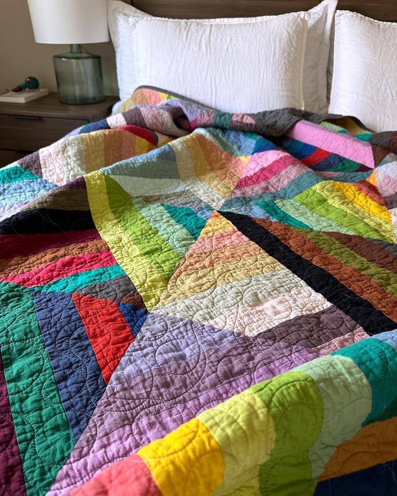 Colorful Geometric Patchwork Quilt