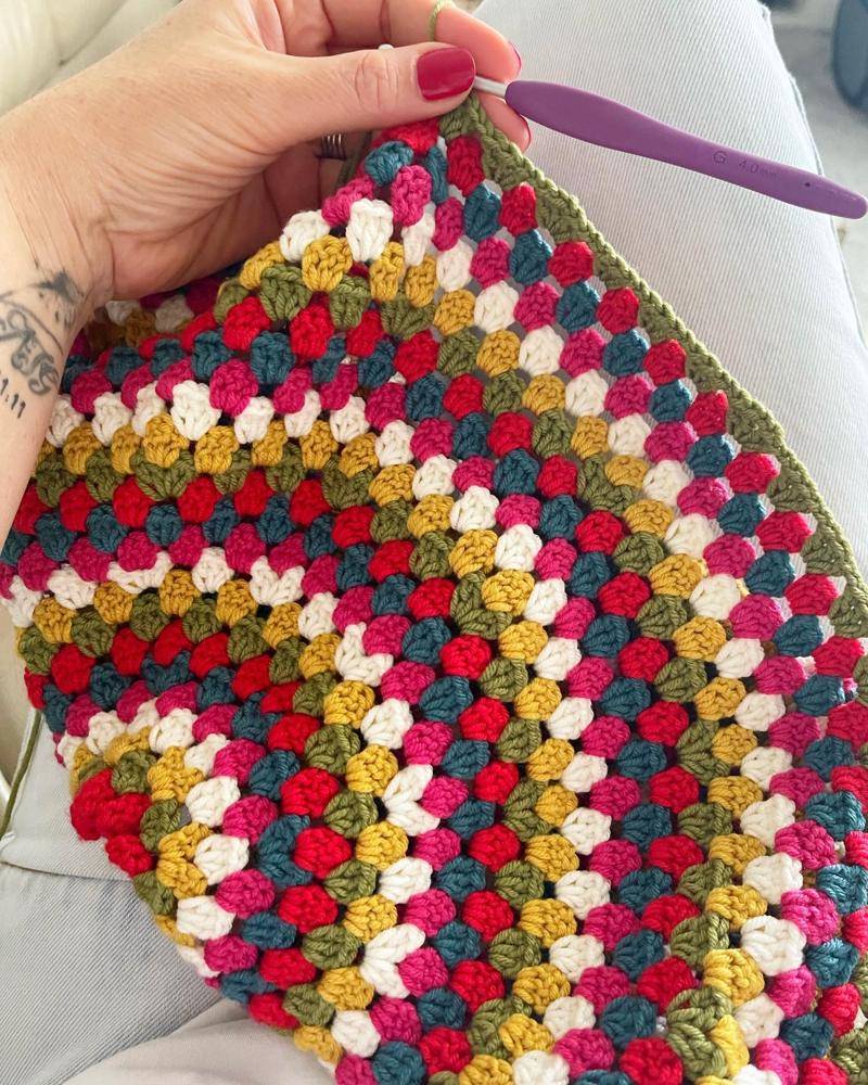 Colorful Granny Square Crochet Tree Skirt