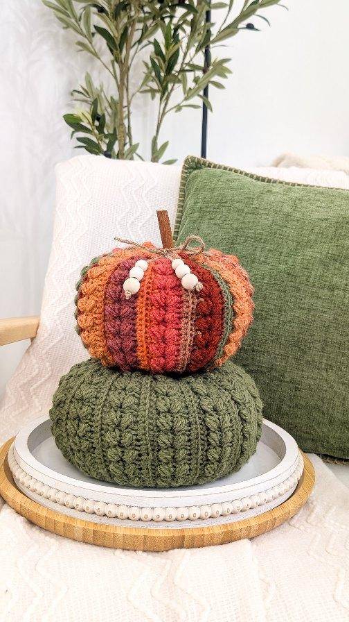 Cozy Bobble Stitch Crochet Pumpkins