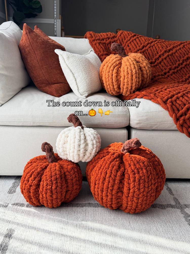 Cozy Chenille Chunky Knit Pumpkins