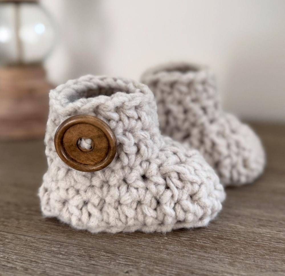 Cozy Chunky Buttoned Crochet Baby Booties