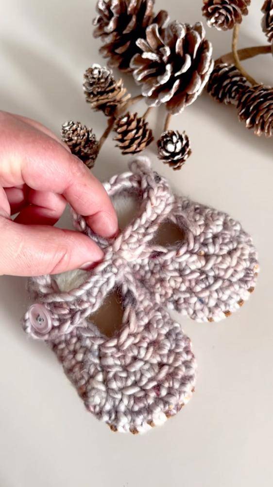 Cozy Chunky Knit Baby Booties with Button Detail