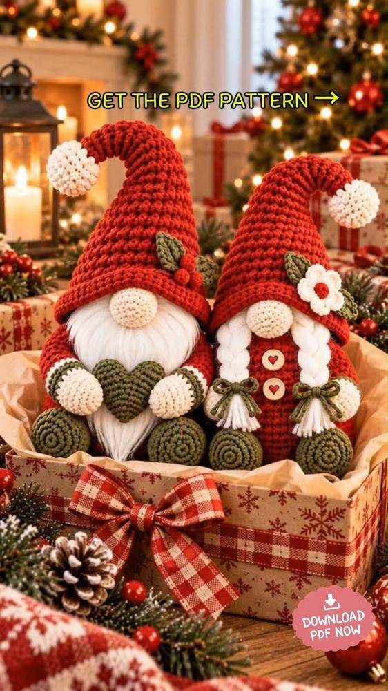 Cozy Crochet Christmas Gnome Duo