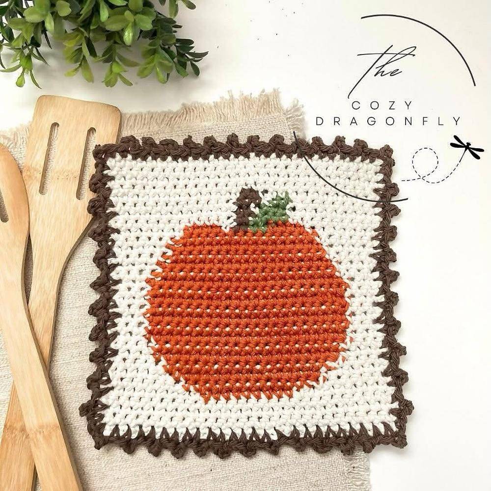 Cozy Crochet Pumpkin Potholder or Hot Pad