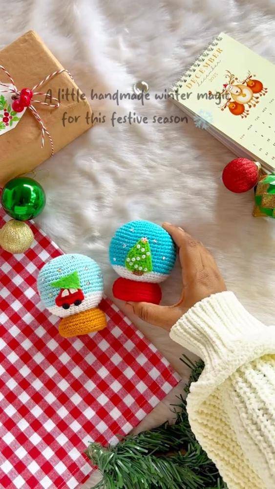 Cozy Crochet Snow Globe Ornaments