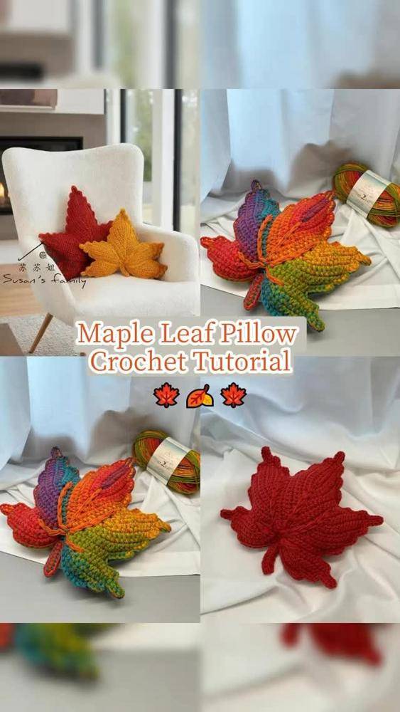 Cozy Crocheted Maple Leaf Pillows