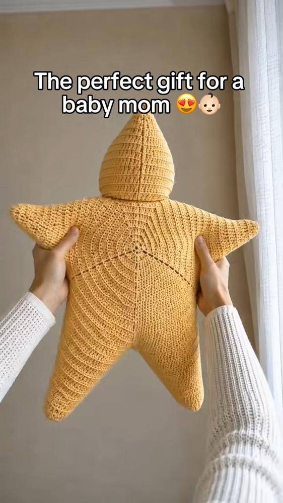 Cozy Crocheted Star Pillow with Hood