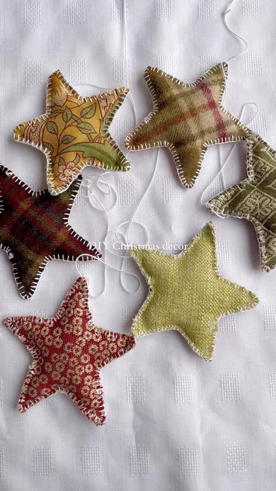 Cozy Fabric Star Christmas Ornaments