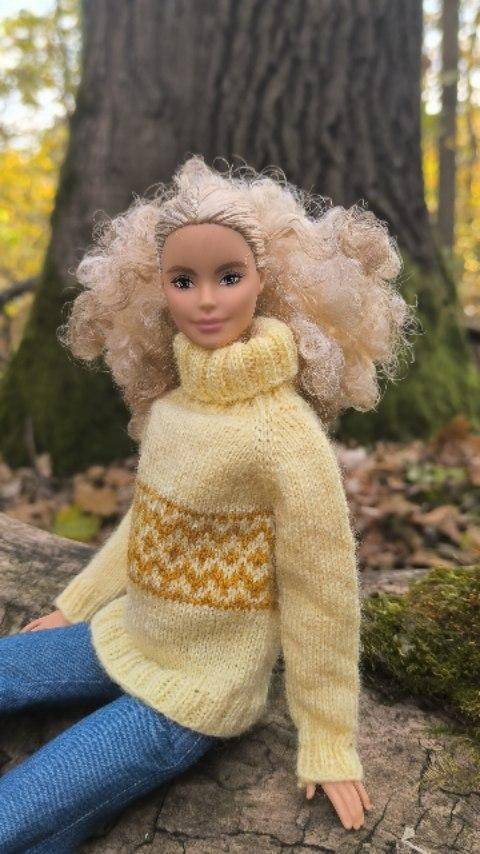 Cozy Fair Isle Knit Turtleneck Sweater for Barbie