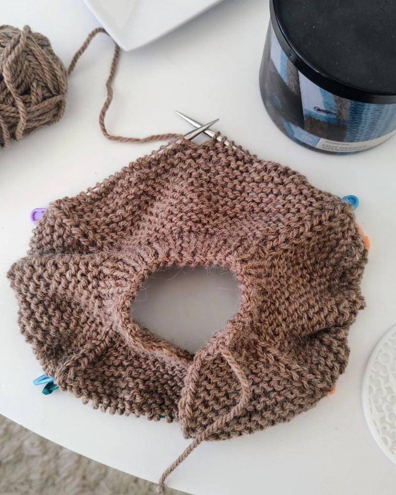 Cozy Knit Baby Cardigan in Progress